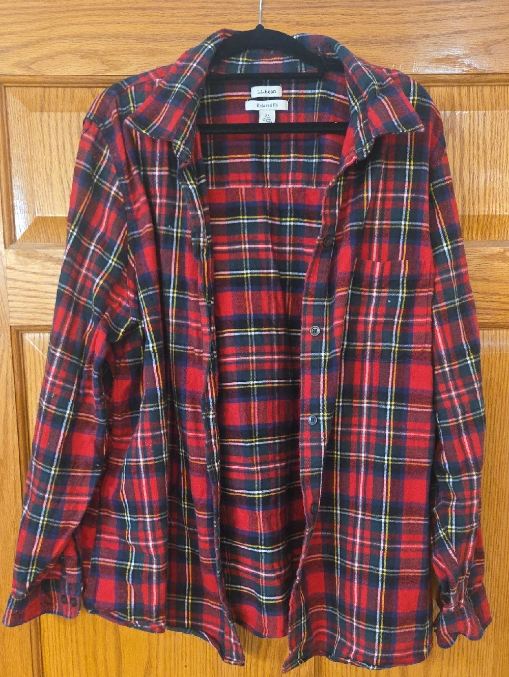 L.L. Bean Red and Black Plaid Flannel Shirt